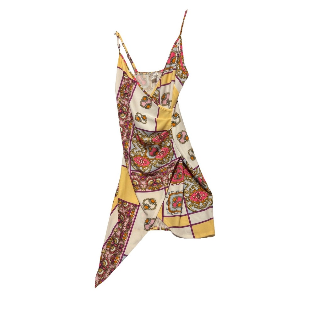 sundress for women size Sm. yellow pink white Asymmetric